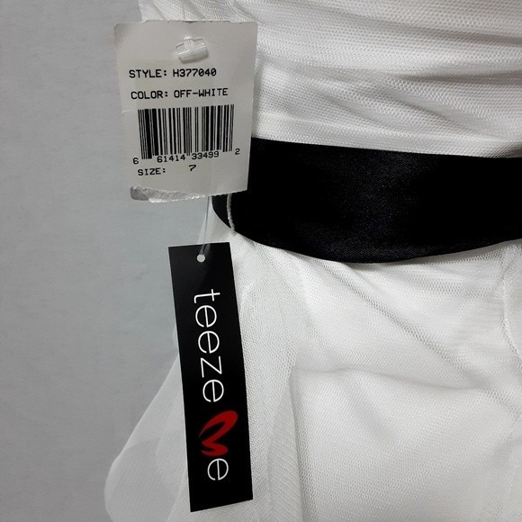 NWT Teeze Me Off-White Strapless Tiered Mini Dress Formal Party Wedding Size 7 - Picture 7 of 8